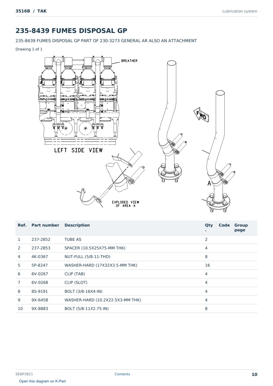 Caterpillar 3516B S/N TAK Partsbook SEBP3821 (English) - sample page 10 of 10 Caterpillar 3516B S/N TAK Partsbook SEBP3821 (English) - sample page 10 of 10