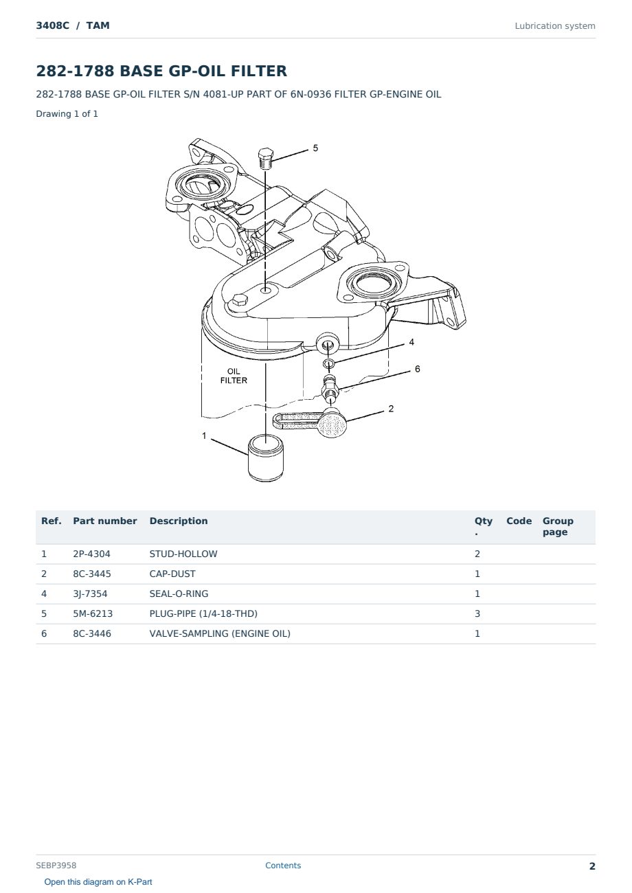 Caterpillar 3408C S/N TAM Partsbook SEBP3958 (English) - sample page 2 of 10 Caterpillar 3408C S/N TAM Partsbook SEBP3958 (English) - sample page 2 of 10
