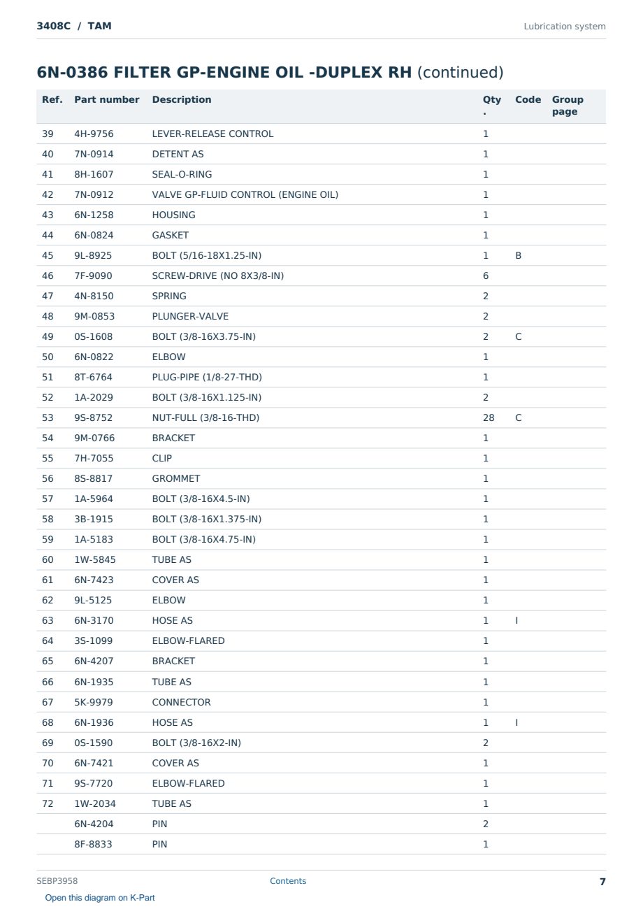 Caterpillar 3408C S/N TAM Partsbook SEBP3958 (English) - sample page 7 of 10 Caterpillar 3408C S/N TAM Partsbook SEBP3958 (English) - sample page 7 of 10