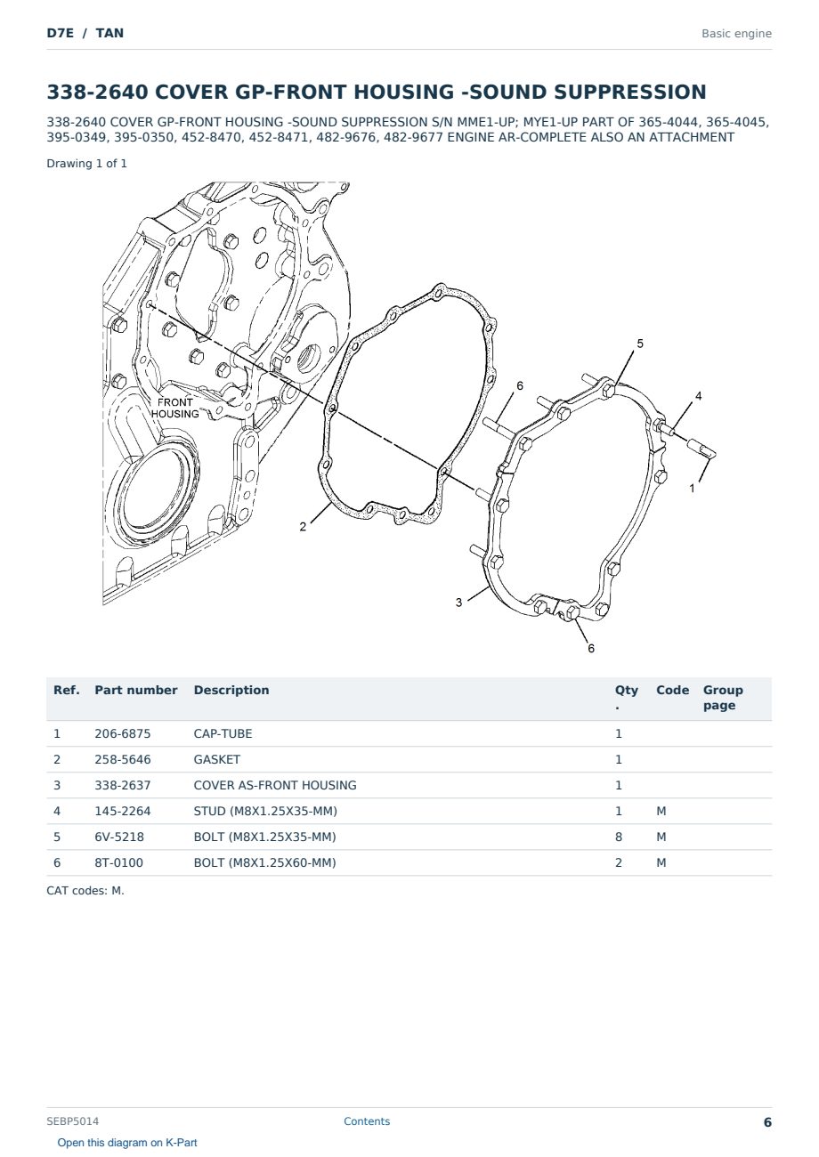 Caterpillar D7E S/N TAN Partsbook SEBP5014 (English) - sample page 6 of 10 Caterpillar D7E S/N TAN Partsbook SEBP5014 (English) - sample page 6 of 10