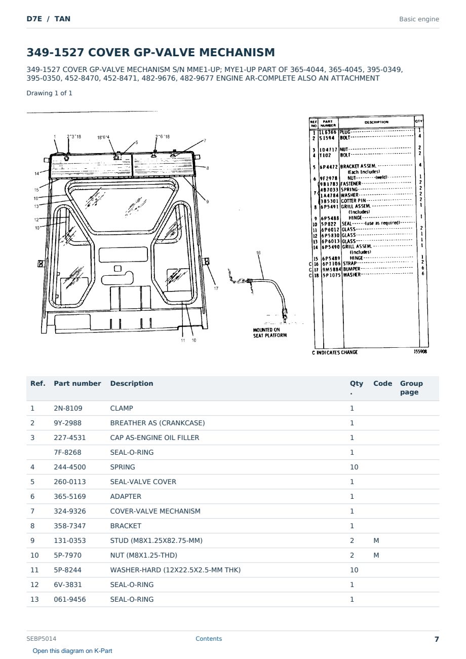 Caterpillar D7E S/N TAN Partsbook SEBP5014 (English) - sample page 7 of 10 Caterpillar D7E S/N TAN Partsbook SEBP5014 (English) - sample page 7 of 10