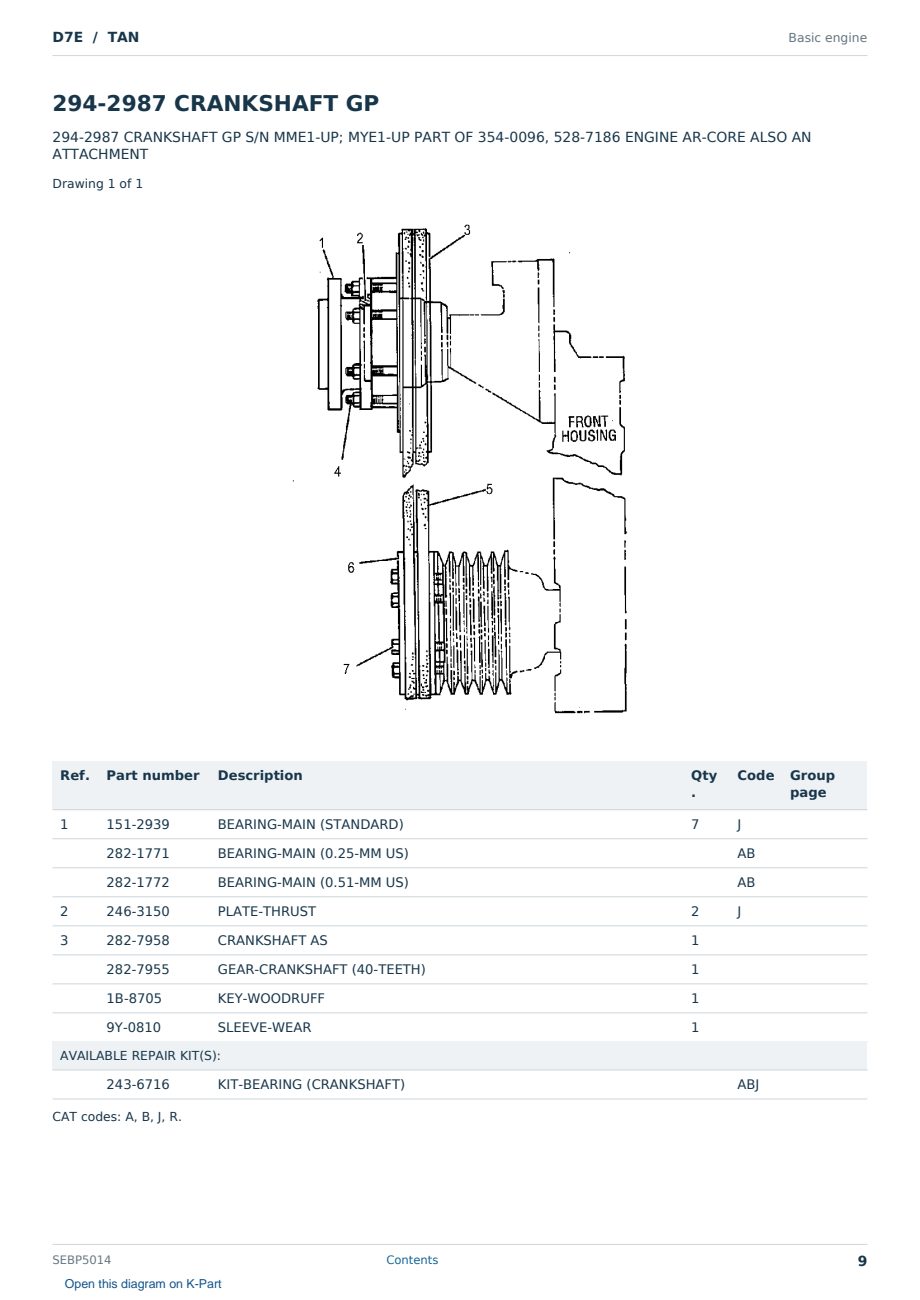 Caterpillar D7E S/N TAN Partsbook SEBP5014 (English) - sample page 9 of 10 Caterpillar D7E S/N TAN Partsbook SEBP5014 (English) - sample page 9 of 10