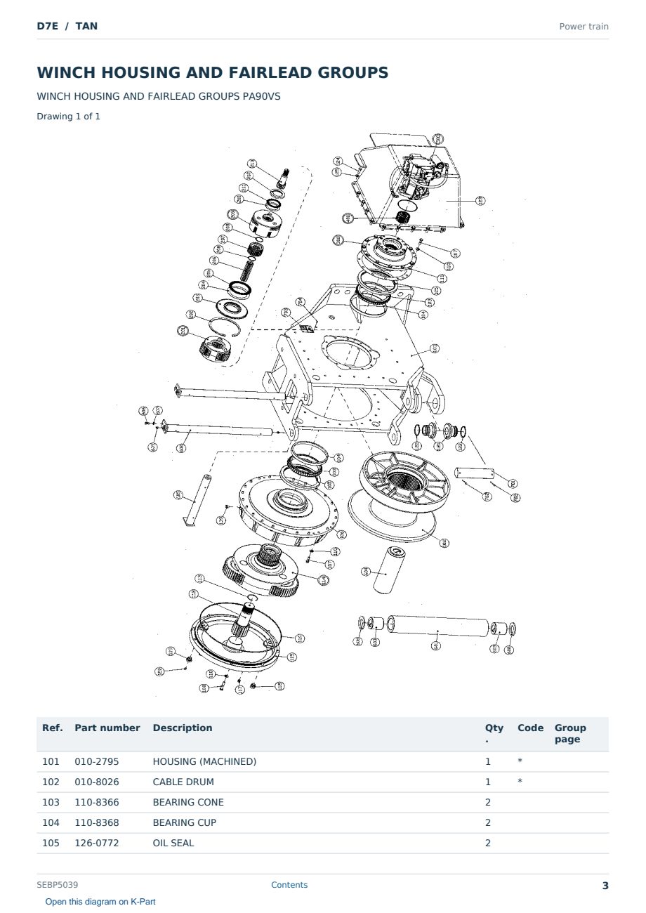 Caterpillar D7E S/N TAN Partsbook SEBP5039 (English) - sample page 3 of 10 Caterpillar D7E S/N TAN Partsbook SEBP5039 (English) - sample page 3 of 10