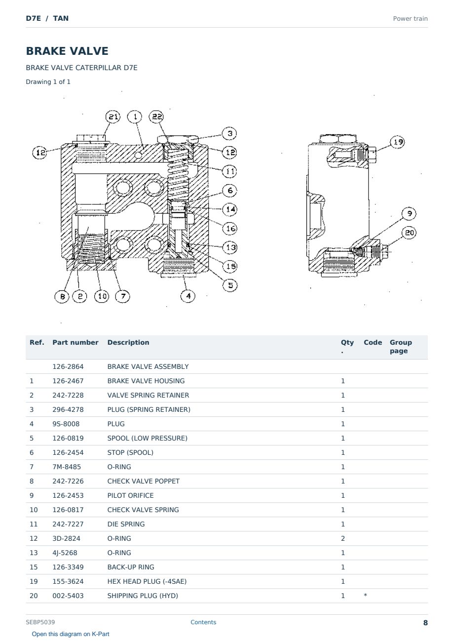 Caterpillar D7E S/N TAN Partsbook SEBP5039 (English) - sample page 8 of 10 Caterpillar D7E S/N TAN Partsbook SEBP5039 (English) - sample page 8 of 10