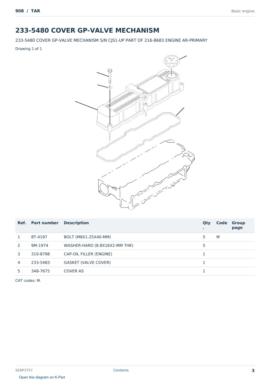 Caterpillar 908 S/N TAR Partsbook SEBP3757 (English) - sample page 3 of 10 Caterpillar 908 S/N TAR Partsbook SEBP3757 (English) - sample page 3 of 10