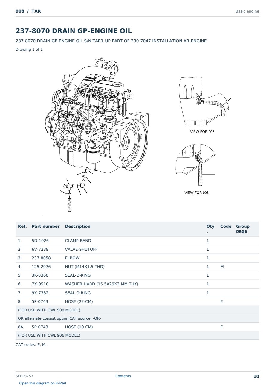 Caterpillar 908 S/N TAR Partsbook SEBP3757 (English) - sample page 10 of 10 Caterpillar 908 S/N TAR Partsbook SEBP3757 (English) - sample page 10 of 10