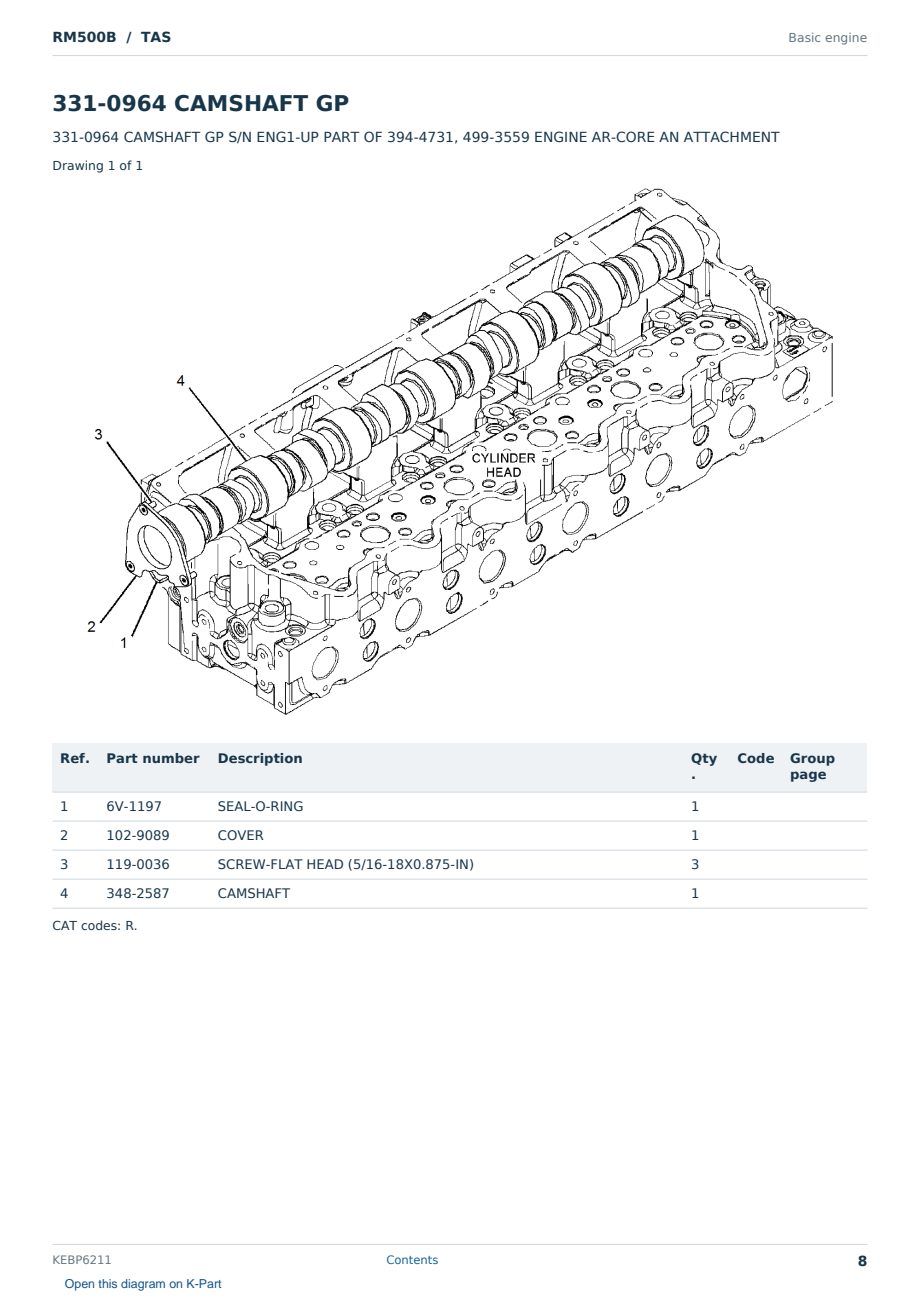 Caterpillar RM500B S/N TAS Partsbook KEBP6211 (English) - sample page 8 of 10 Caterpillar RM500B S/N TAS Partsbook KEBP6211 (English) - sample page 8 of 10