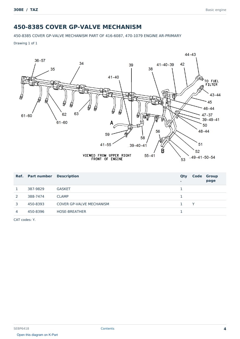 Caterpillar 308E S/N TAZ Partsbook SEBP6418 (English) - sample page 4 of 10 Caterpillar 308E S/N TAZ Partsbook SEBP6418 (English) - sample page 4 of 10