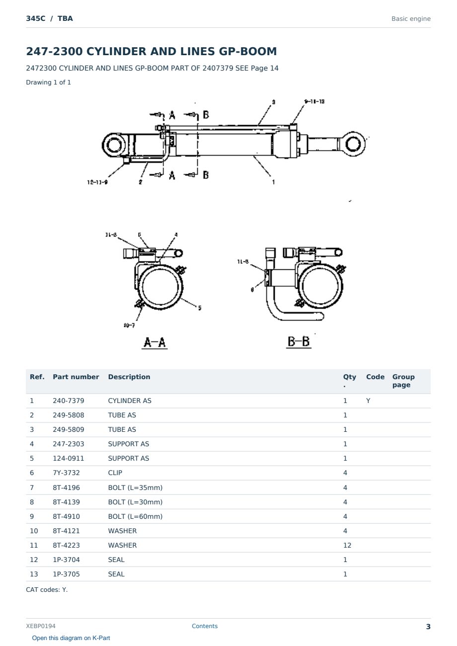 Caterpillar 345C S/N TBA Partsbook XEBP0194 (English) - sample page 3 of 10 Caterpillar 345C S/N TBA Partsbook XEBP0194 (English) - sample page 3 of 10