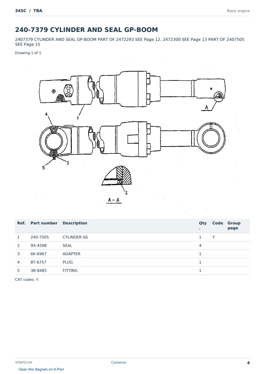 Caterpillar 345C S/N TBA Partsbook XEBP0194 (English) - sample page 4 of 10 Caterpillar 345C S/N TBA Partsbook XEBP0194 (English) - sample page 4 of 10