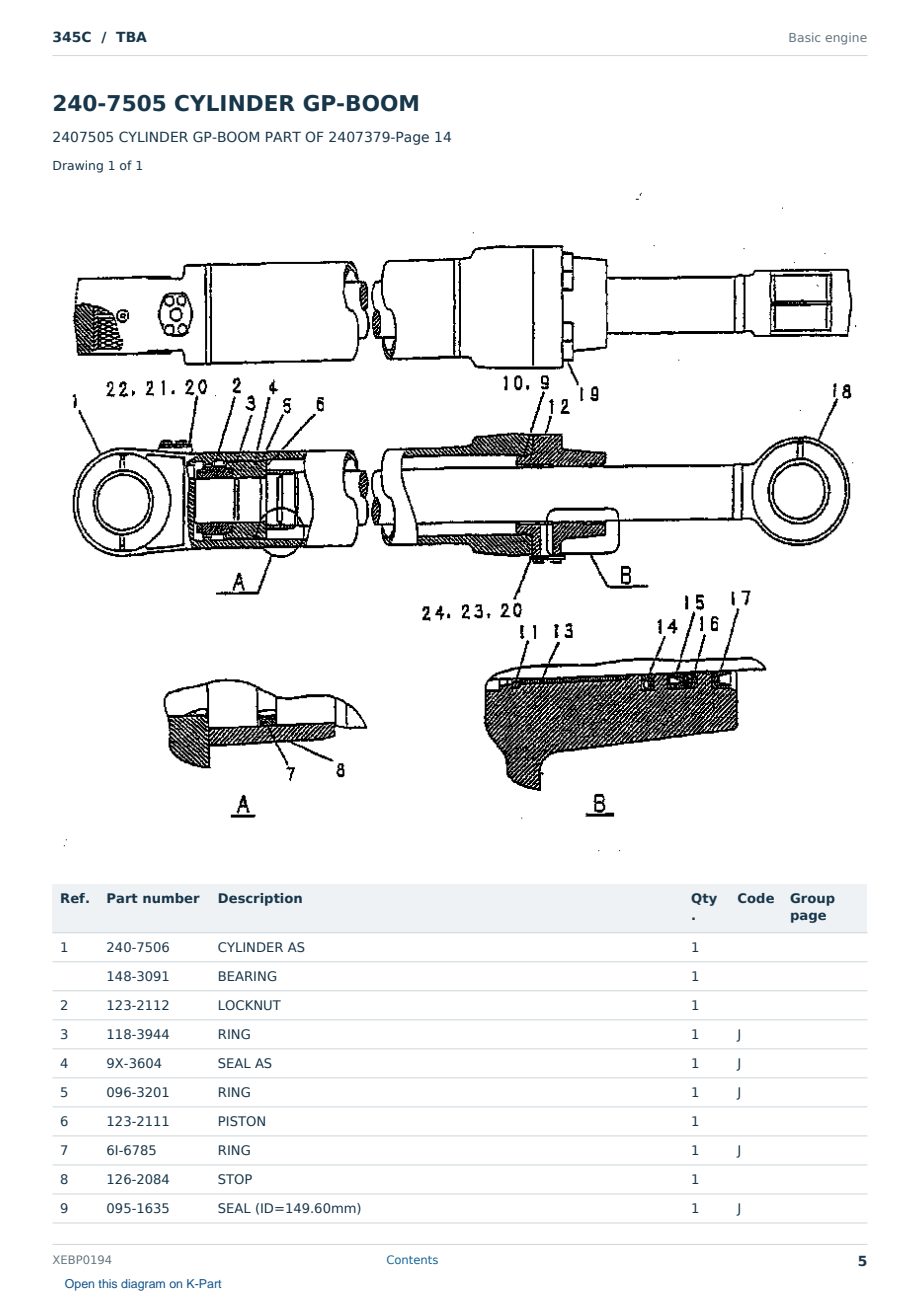 Caterpillar 345C S/N TBA Partsbook XEBP0194 (English) - sample page 5 of 10 Caterpillar 345C S/N TBA Partsbook XEBP0194 (English) - sample page 5 of 10