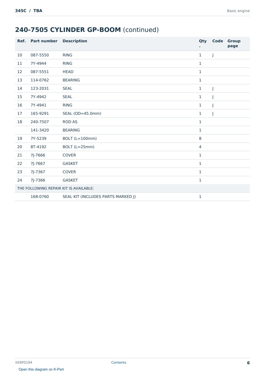 Caterpillar 345C S/N TBA Partsbook XEBP0194 (English) - sample page 6 of 10 Caterpillar 345C S/N TBA Partsbook XEBP0194 (English) - sample page 6 of 10