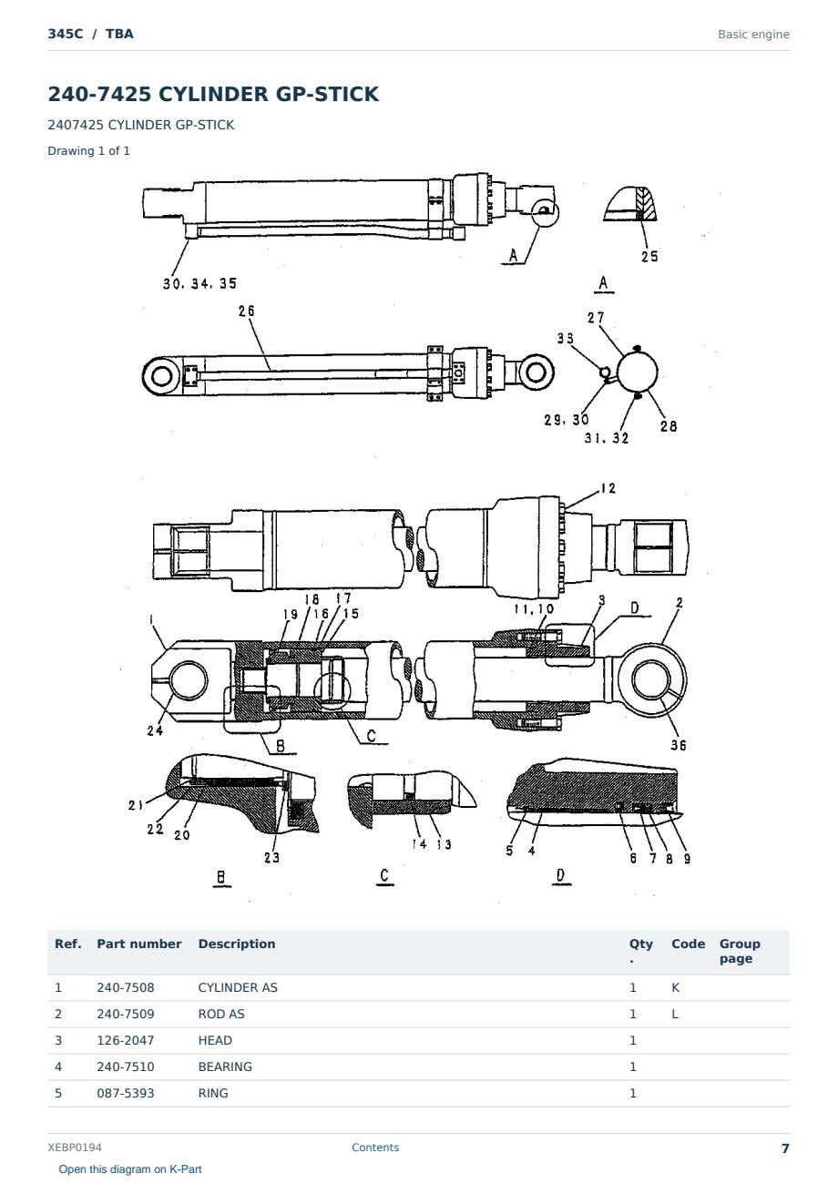 Caterpillar 345C S/N TBA Partsbook XEBP0194 (English) - sample page 7 of 10 Caterpillar 345C S/N TBA Partsbook XEBP0194 (English) - sample page 7 of 10