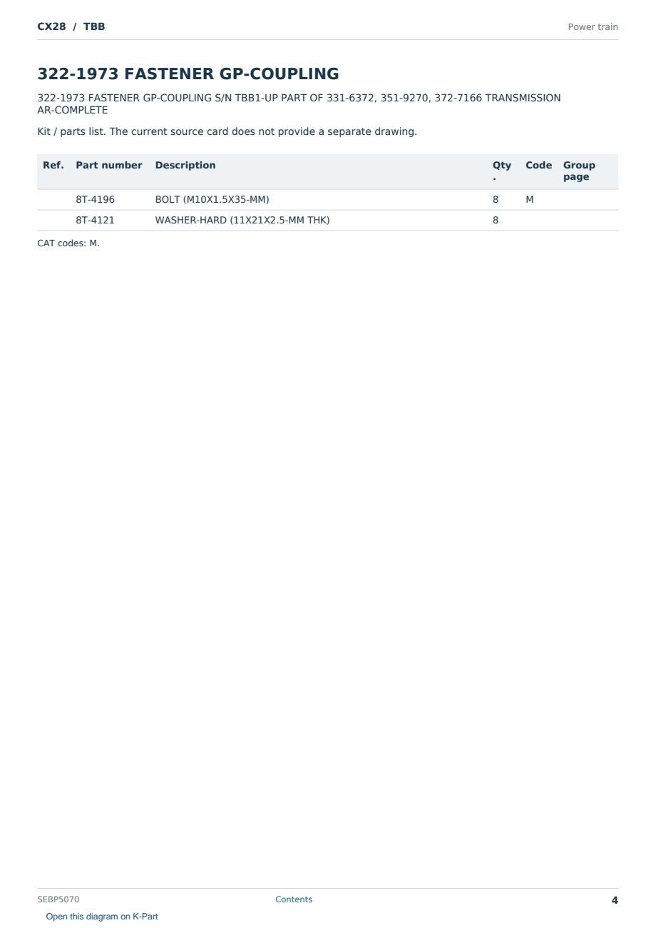 Caterpillar CX28 S/N TBB Partsbook SEBP5070 (English) - sample page 4 of 10 Caterpillar CX28 S/N TBB Partsbook SEBP5070 (English) - sample page 4 of 10