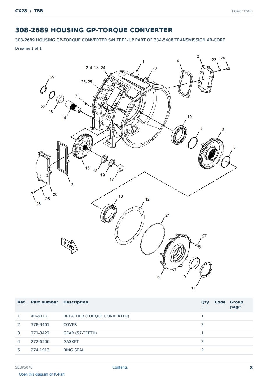Caterpillar CX28 S/N TBB Partsbook SEBP5070 (English) - sample page 8 of 10 Caterpillar CX28 S/N TBB Partsbook SEBP5070 (English) - sample page 8 of 10