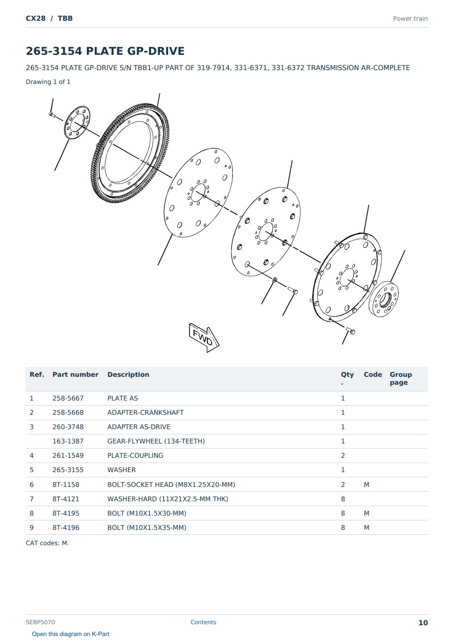 Caterpillar CX28 S/N TBB Partsbook SEBP5070 (English) - sample page 10 of 10 Caterpillar CX28 S/N TBB Partsbook SEBP5070 (English) - sample page 10 of 10