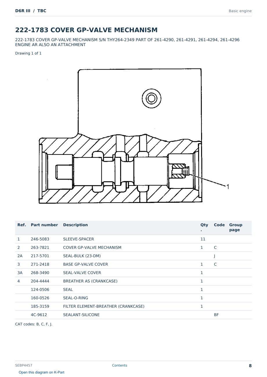Caterpillar D6R III S/N TBC Partsbook SEBP4457 (English) - sample page 8 of 10 Caterpillar D6R III S/N TBC Partsbook SEBP4457 (English) - sample page 8 of 10