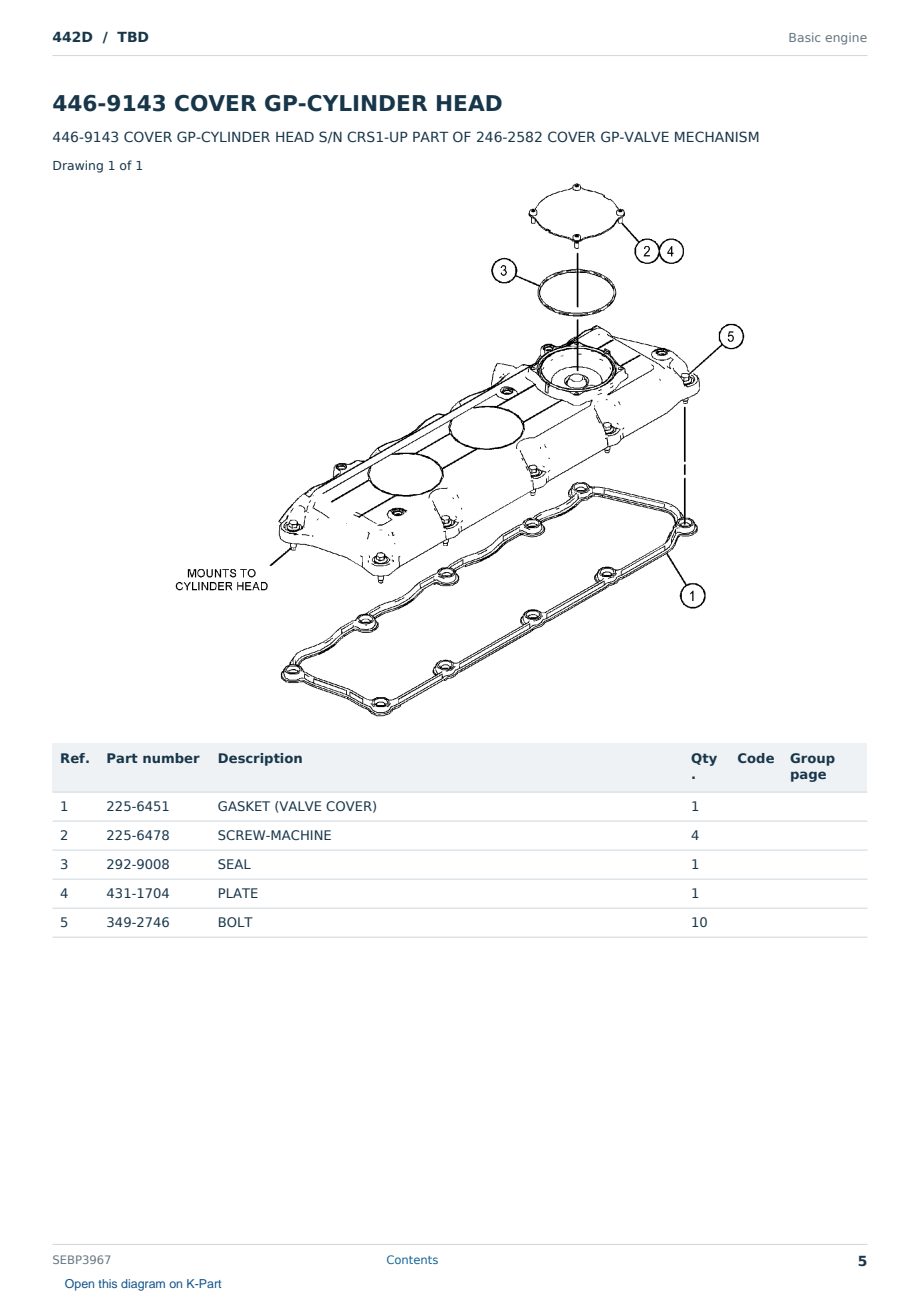 Caterpillar 442D S/N TBD Partsbook SEBP3967 (English) - sample page 5 of 10 Caterpillar 442D S/N TBD Partsbook SEBP3967 (English) - sample page 5 of 10