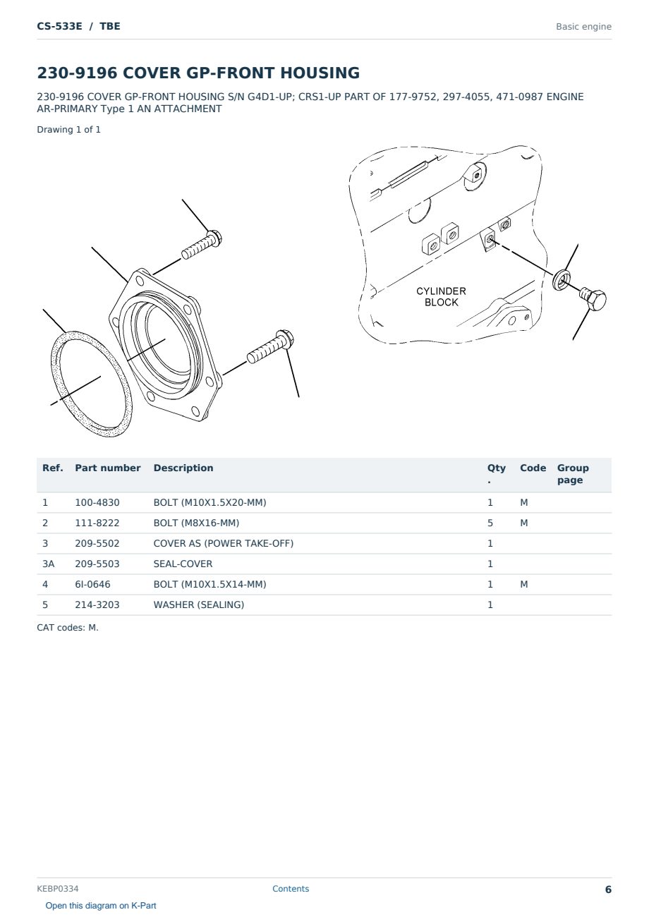 Caterpillar CS-533E S/N TBE Partsbook KEBP0334 (English) - sample page 6 of 10 Caterpillar CS-533E S/N TBE Partsbook KEBP0334 (English) - sample page 6 of 10