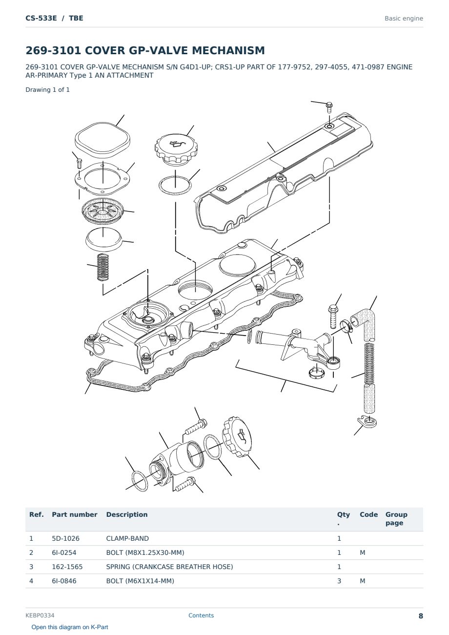 Caterpillar CS-533E S/N TBE Partsbook KEBP0334 (English) - sample page 8 of 10 Caterpillar CS-533E S/N TBE Partsbook KEBP0334 (English) - sample page 8 of 10