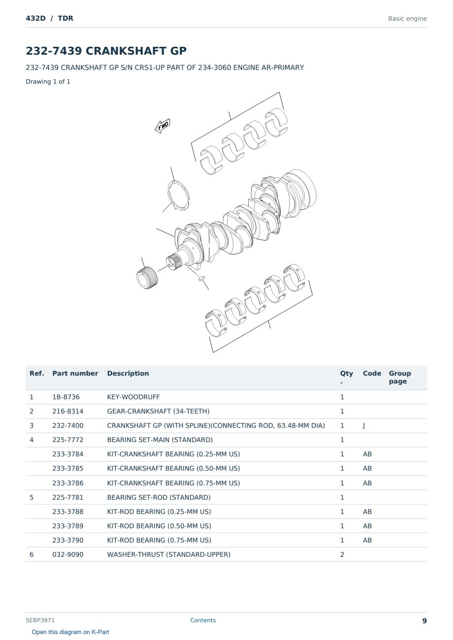 Caterpillar 432D S/N TDR Partsbook SEBP3971 (English) - sample page 9 of 10 Caterpillar 432D S/N TDR Partsbook SEBP3971 (English) - sample page 9 of 10
