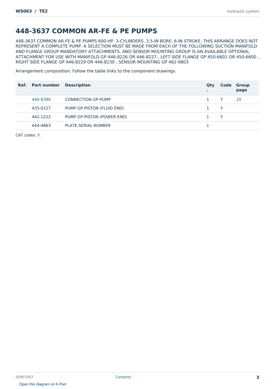 Caterpillar WS063 S/N TE2 Partsbook SEBP7007 (English) - sample page 3 of 10 Caterpillar WS063 S/N TE2 Partsbook SEBP7007 (English) - sample page 3 of 10