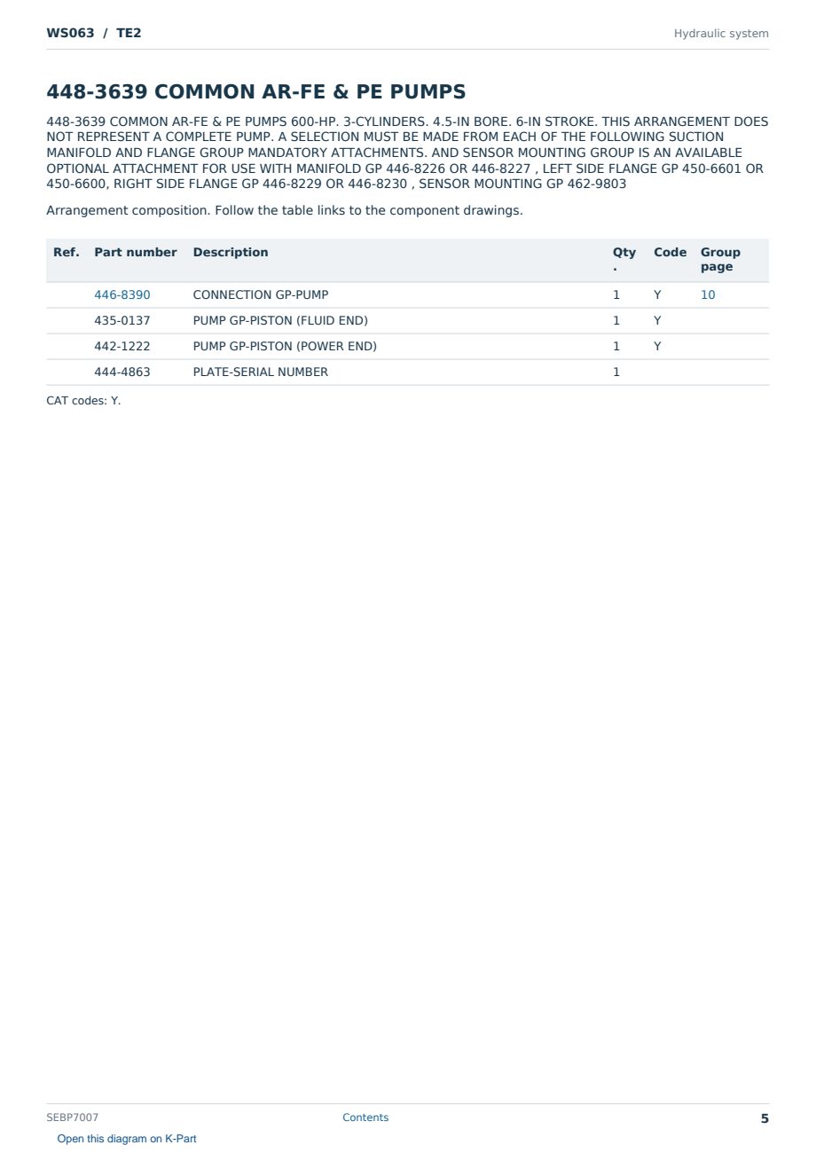 Caterpillar WS063 S/N TE2 Partsbook SEBP7007 (English) - sample page 5 of 10 Caterpillar WS063 S/N TE2 Partsbook SEBP7007 (English) - sample page 5 of 10
