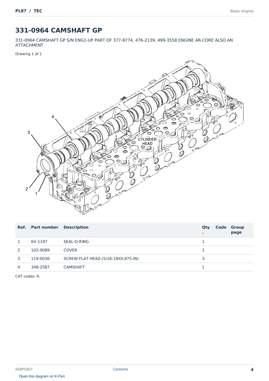 Caterpillar PL87 S/N TEC Partsbook SEBP5807 (English) - sample page 4 of 10 Caterpillar PL87 S/N TEC Partsbook SEBP5807 (English) - sample page 4 of 10
