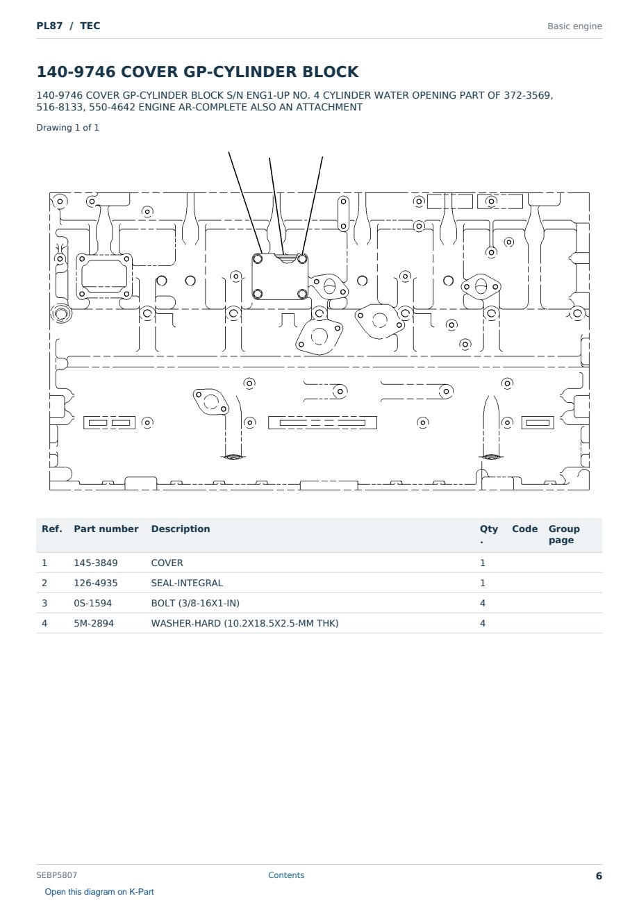 Caterpillar PL87 S/N TEC Partsbook SEBP5807 (English) - sample page 6 of 10 Caterpillar PL87 S/N TEC Partsbook SEBP5807 (English) - sample page 6 of 10