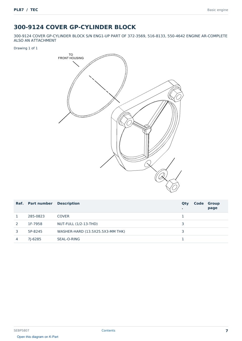 Caterpillar PL87 S/N TEC Partsbook SEBP5807 (English) - sample page 7 of 10 Caterpillar PL87 S/N TEC Partsbook SEBP5807 (English) - sample page 7 of 10