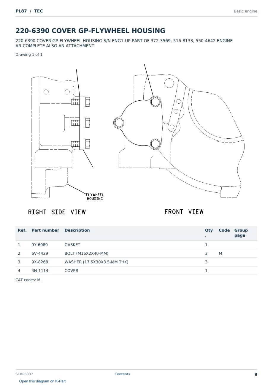 Caterpillar PL87 S/N TEC Partsbook SEBP5807 (English) - sample page 9 of 10 Caterpillar PL87 S/N TEC Partsbook SEBP5807 (English) - sample page 9 of 10