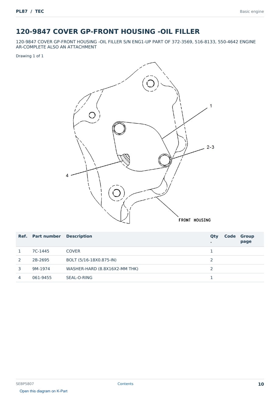 Caterpillar PL87 S/N TEC Partsbook SEBP5807 (English) - sample page 10 of 10 Caterpillar PL87 S/N TEC Partsbook SEBP5807 (English) - sample page 10 of 10