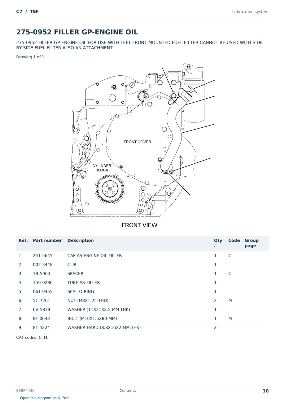 Caterpillar C7 S/N TEF Partsbook SEBP4436 (English) - sample page 10 of 10 Caterpillar C7 S/N TEF Partsbook SEBP4436 (English) - sample page 10 of 10