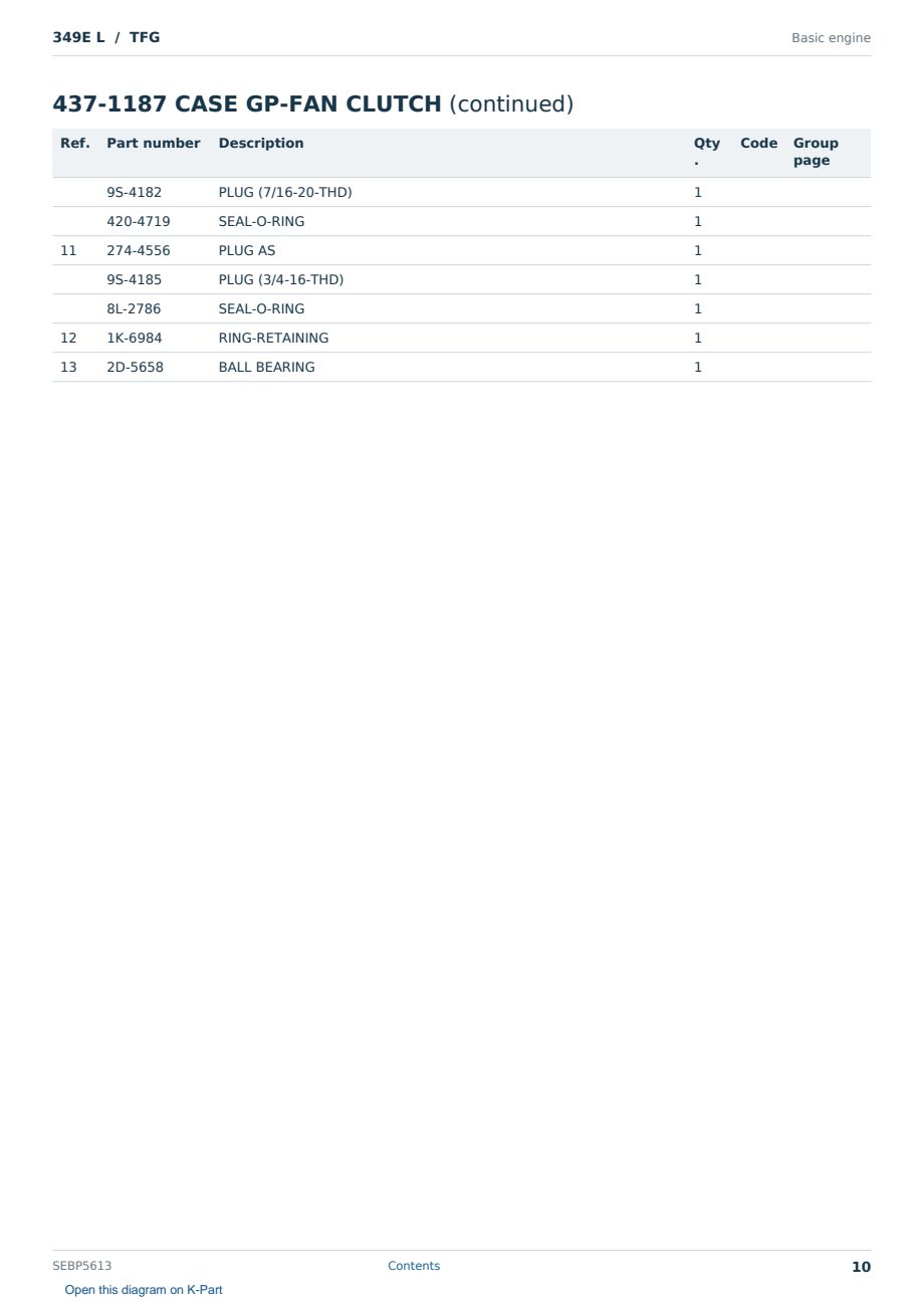 Caterpillar 349E L S/N TFG Partsbook SEBP5613 (English) - sample page 10 of 10 Caterpillar 349E L S/N TFG Partsbook SEBP5613 (English) - sample page 10 of 10