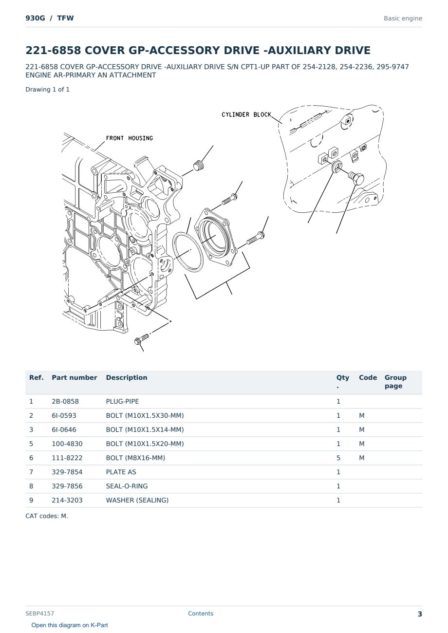 Caterpillar 930G S/N TFW Partsbook SEBP4157 (English) - sample page 3 of 10 Caterpillar 930G S/N TFW Partsbook SEBP4157 (English) - sample page 3 of 10