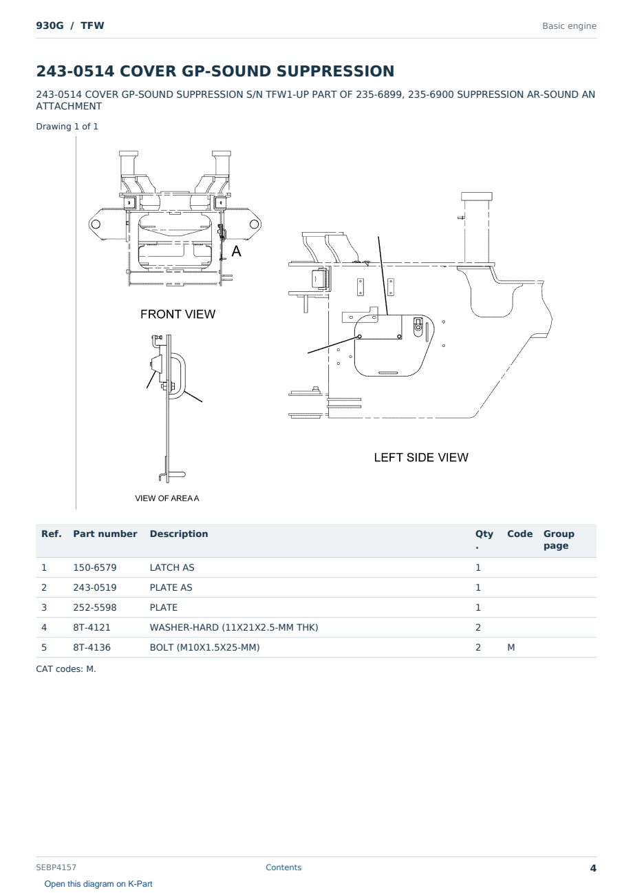 Caterpillar 930G S/N TFW Partsbook SEBP4157 (English) - sample page 4 of 10 Caterpillar 930G S/N TFW Partsbook SEBP4157 (English) - sample page 4 of 10