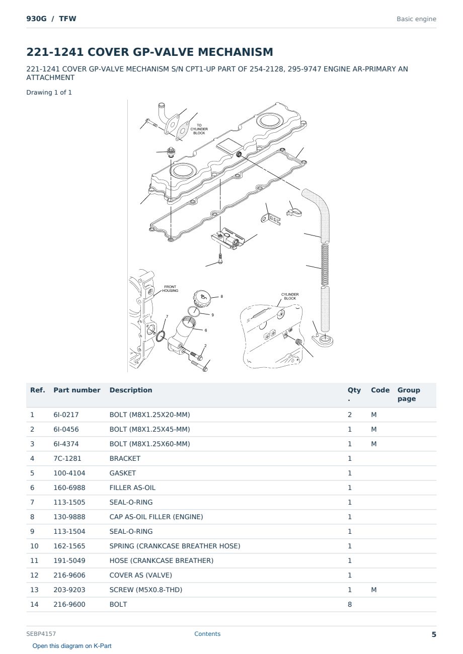Caterpillar 930G S/N TFW Partsbook SEBP4157 (English) - sample page 5 of 10 Caterpillar 930G S/N TFW Partsbook SEBP4157 (English) - sample page 5 of 10