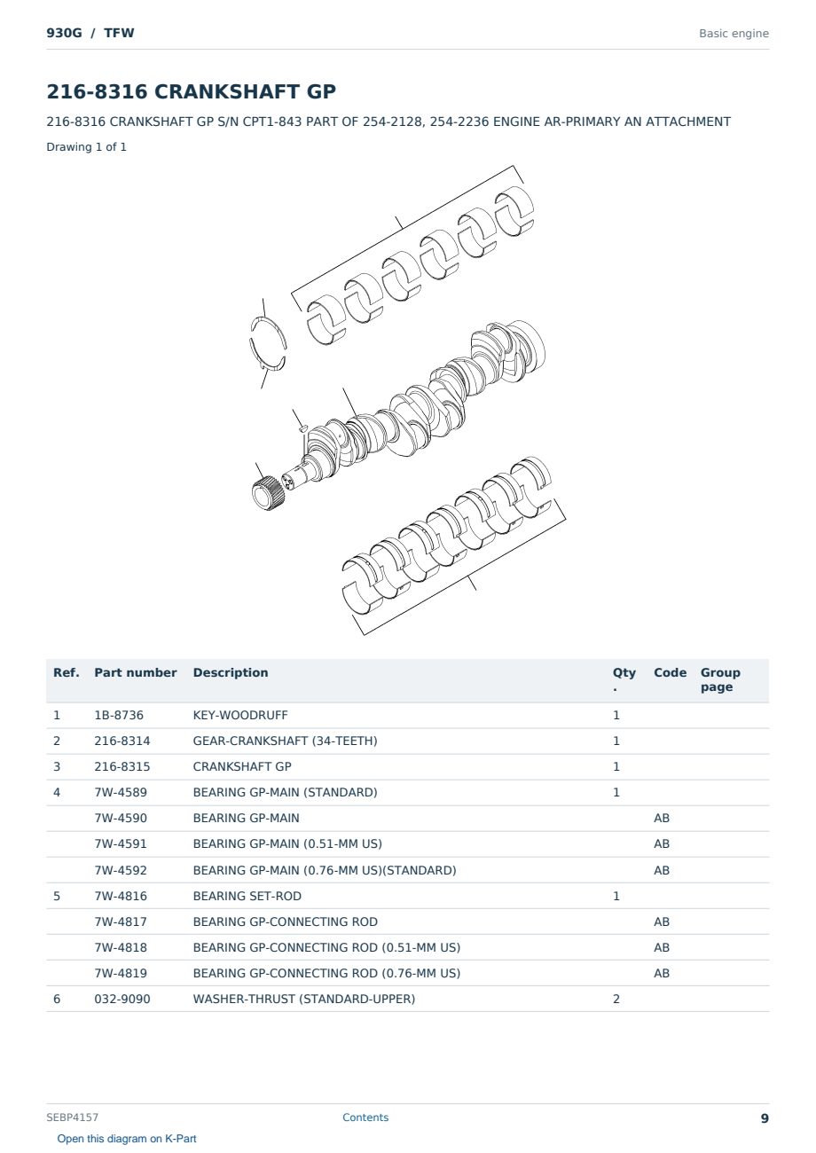 Caterpillar 930G S/N TFW Partsbook SEBP4157 (English) - sample page 9 of 10 Caterpillar 930G S/N TFW Partsbook SEBP4157 (English) - sample page 9 of 10