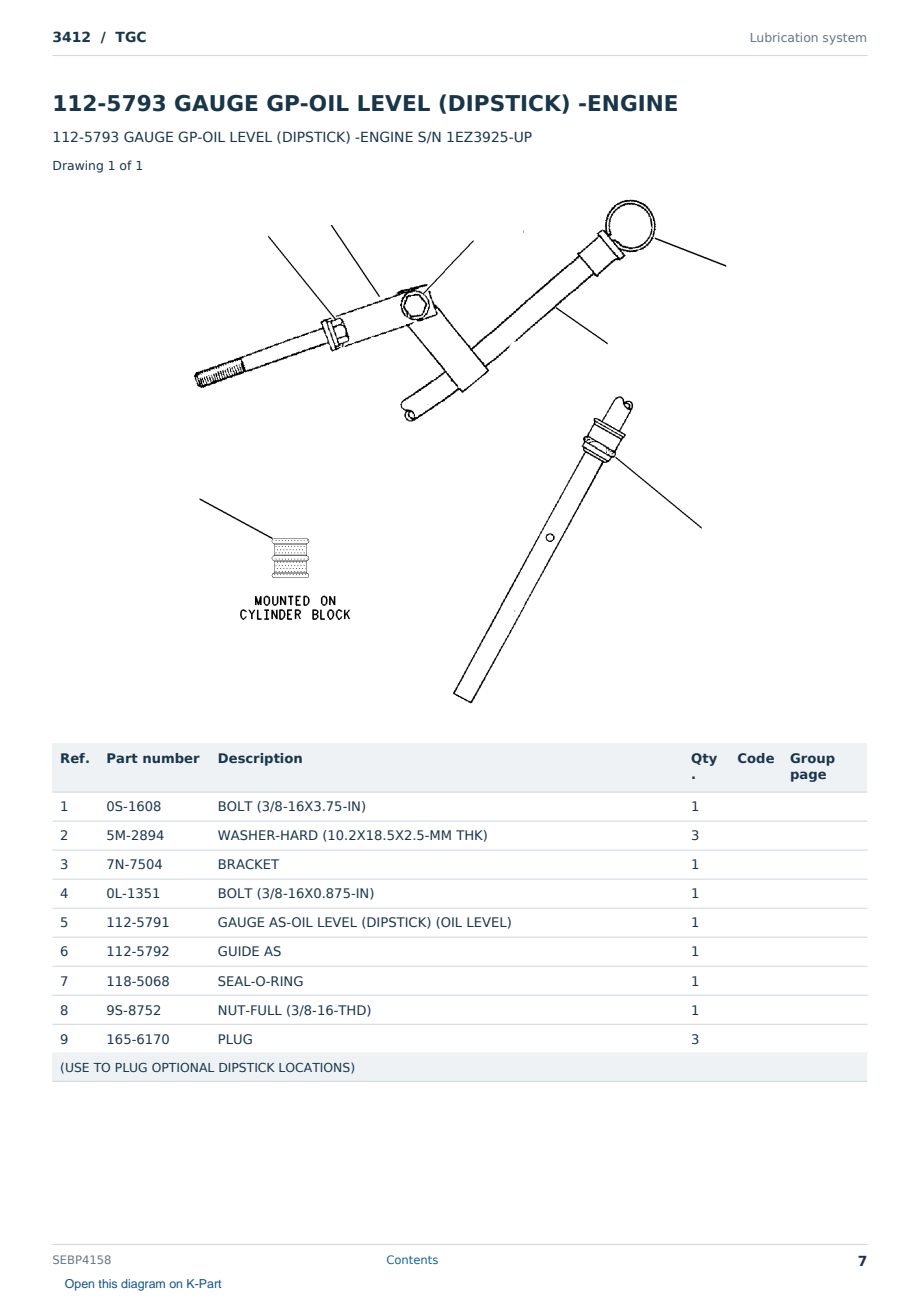 Caterpillar 3412 S/N TGC Partsbook SEBP4158 (English) - sample page 7 of 10 Caterpillar 3412 S/N TGC Partsbook SEBP4158 (English) - sample page 7 of 10