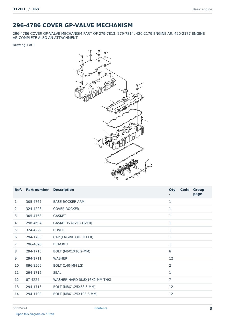 Caterpillar 312D L S/N TGY Partsbook SEBP5224 (English) - sample page 3 of 10 Caterpillar 312D L S/N TGY Partsbook SEBP5224 (English) - sample page 3 of 10
