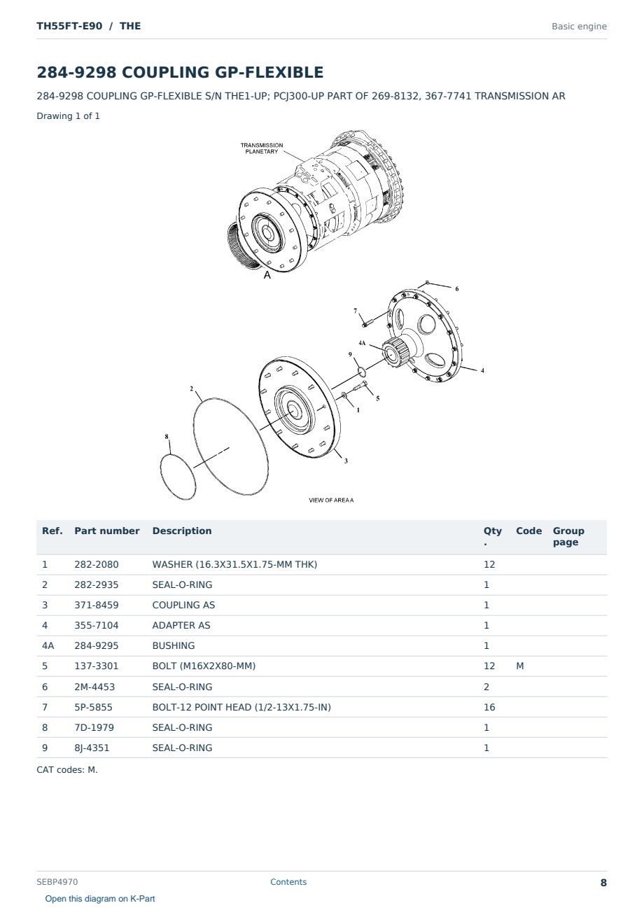 Caterpillar TH55FT-E90 S/N THE Partsbook SEBP4970 (English) - sample page 8 of 10 Caterpillar TH55FT-E90 S/N THE Partsbook SEBP4970 (English) - sample page 8 of 10