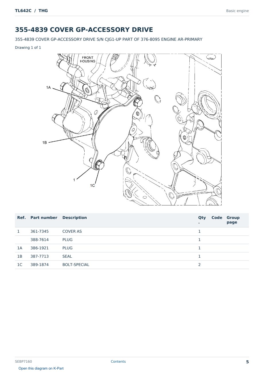 Caterpillar TL642C S/N THG Partsbook SEBP7160 (English) - sample page 5 of 10 Caterpillar TL642C S/N THG Partsbook SEBP7160 (English) - sample page 5 of 10