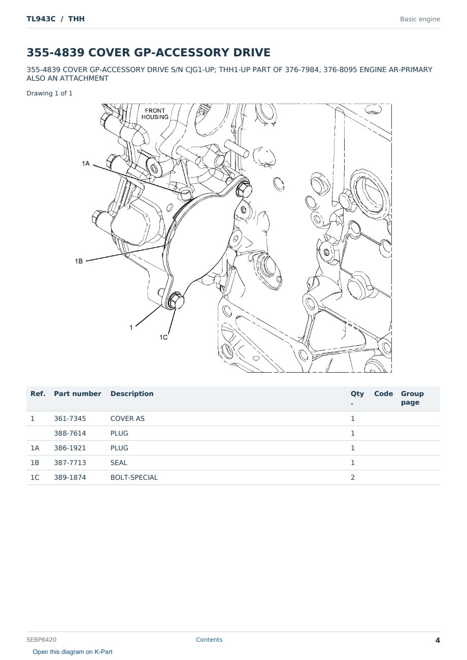 Caterpillar TL943C S/N THH Partsbook SEBP6420 (English) - sample page 4 of 10 Caterpillar TL943C S/N THH Partsbook SEBP6420 (English) - sample page 4 of 10