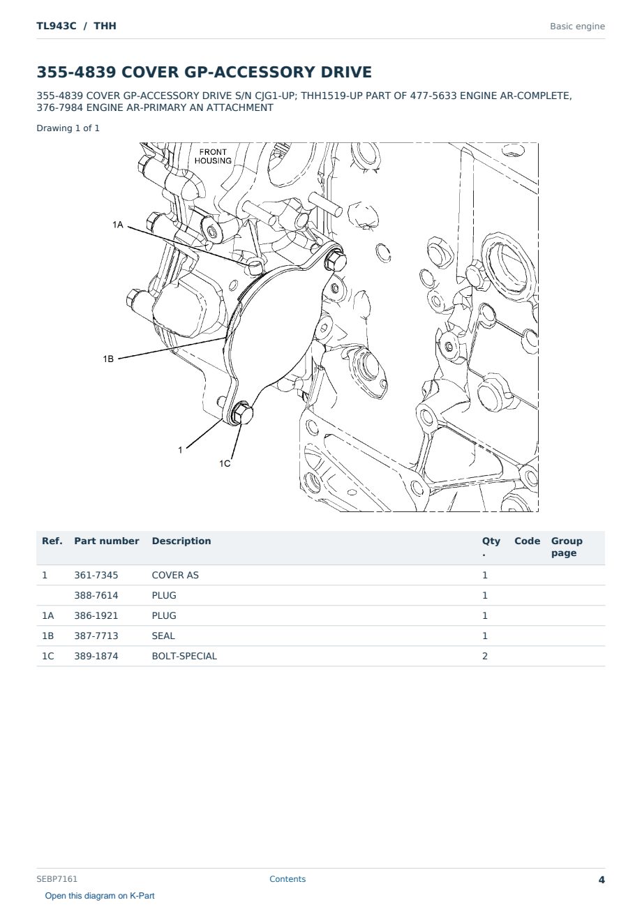 Caterpillar TL943C S/N THH Partsbook SEBP7161 (English) - sample page 4 of 10 Caterpillar TL943C S/N THH Partsbook SEBP7161 (English) - sample page 4 of 10