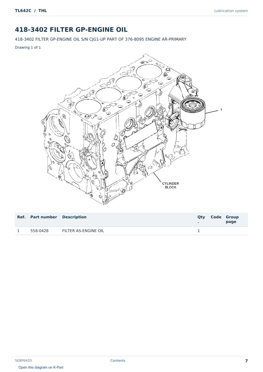 Caterpillar TL642C S/N THL Partsbook SEBP6420 (English) - sample page 7 of 10 Caterpillar TL642C S/N THL Partsbook SEBP6420 (English) - sample page 7 of 10