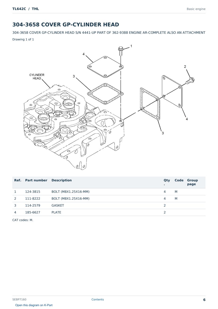 Caterpillar TL642C S/N THL Partsbook SEBP7160 (English) - sample page 6 of 10 Caterpillar TL642C S/N THL Partsbook SEBP7160 (English) - sample page 6 of 10