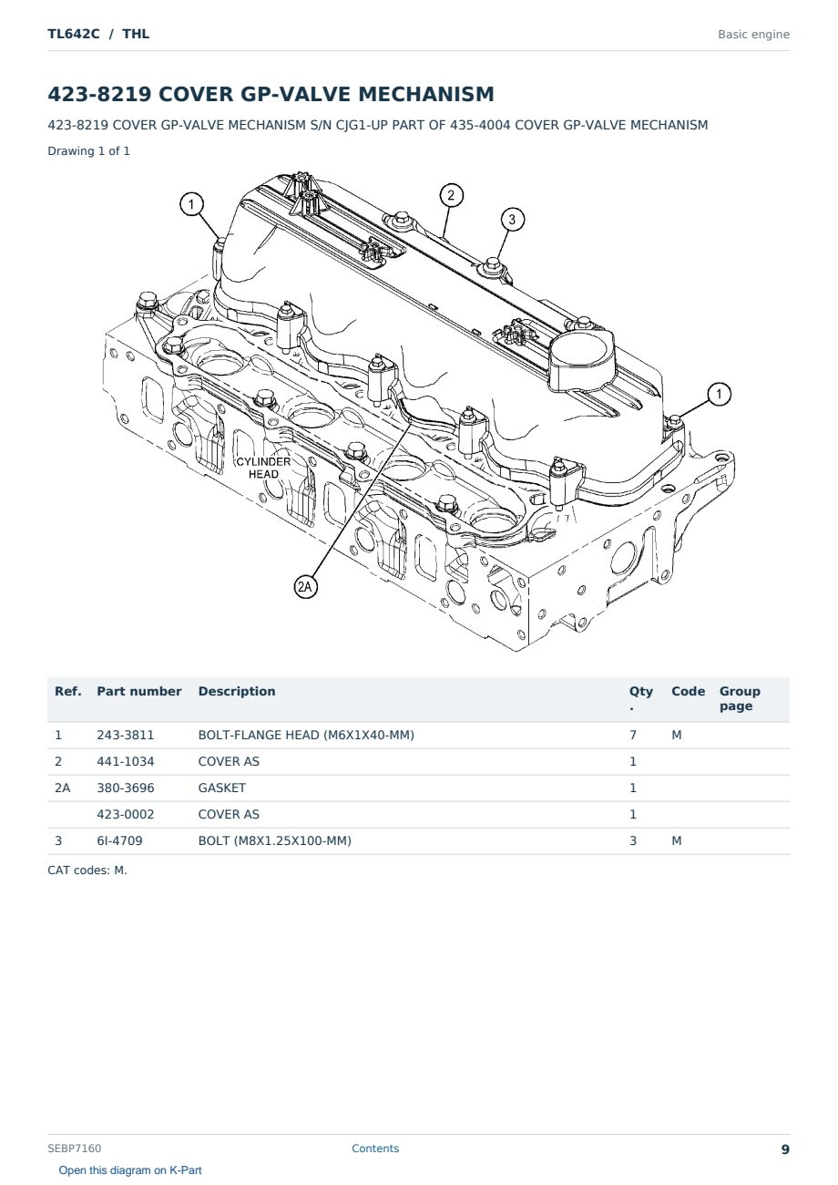 Caterpillar TL642C S/N THL Partsbook SEBP7160 (English) - sample page 9 of 10 Caterpillar TL642C S/N THL Partsbook SEBP7160 (English) - sample page 9 of 10