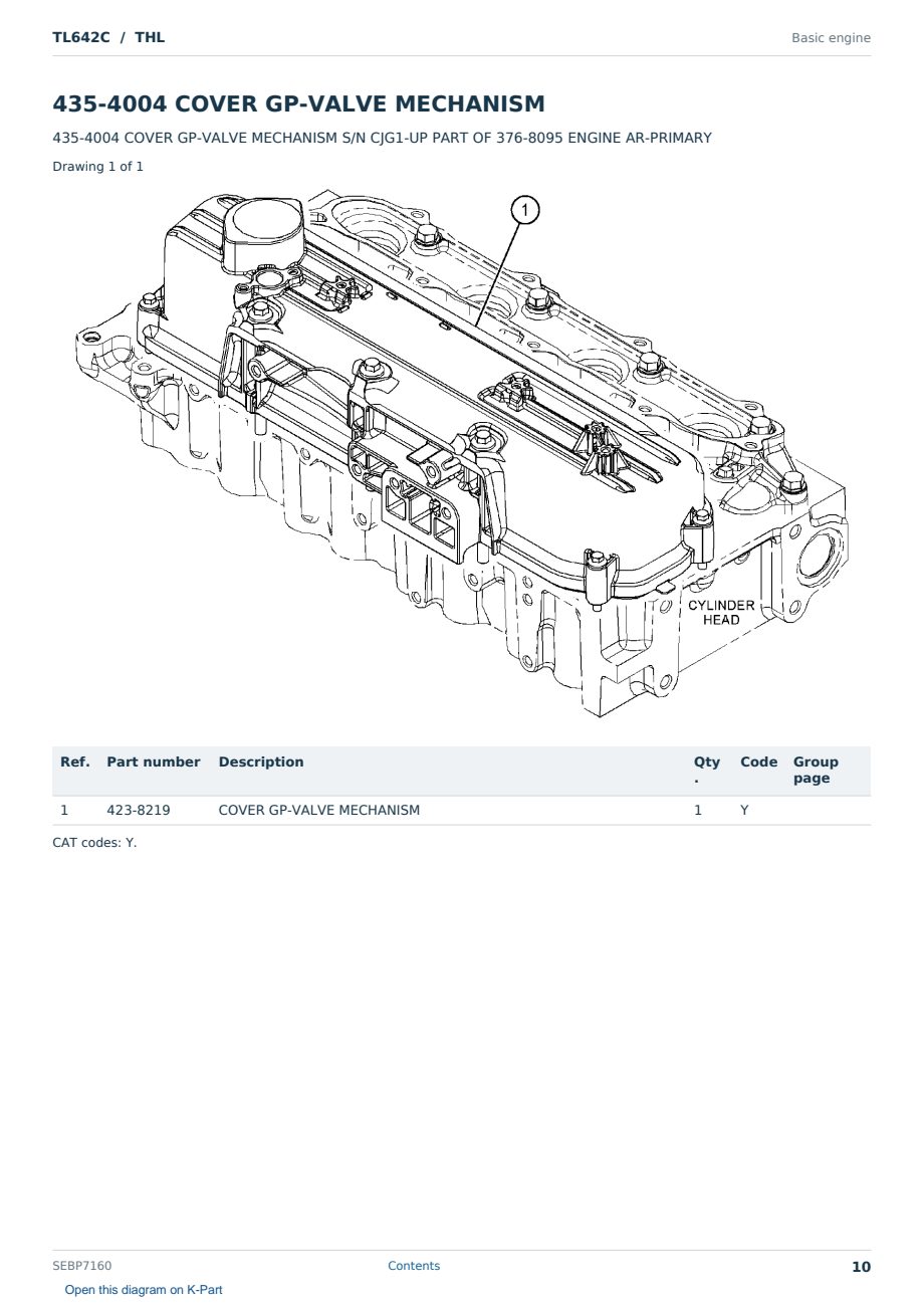 Caterpillar TL642C S/N THL Partsbook SEBP7160 (English) - sample page 10 of 10 Caterpillar TL642C S/N THL Partsbook SEBP7160 (English) - sample page 10 of 10