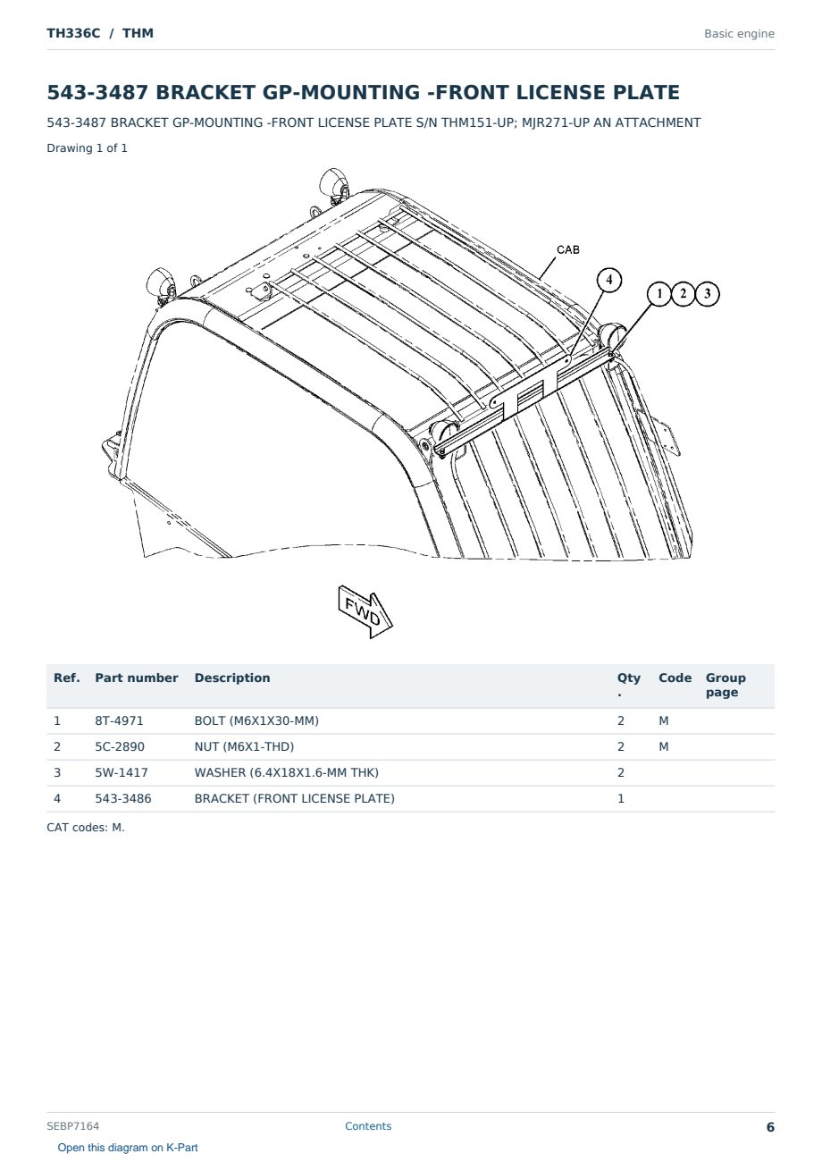 Caterpillar TH336C S/N THM Partsbook SEBP7164 (English) - sample page 6 of 10 Caterpillar TH336C S/N THM Partsbook SEBP7164 (English) - sample page 6 of 10