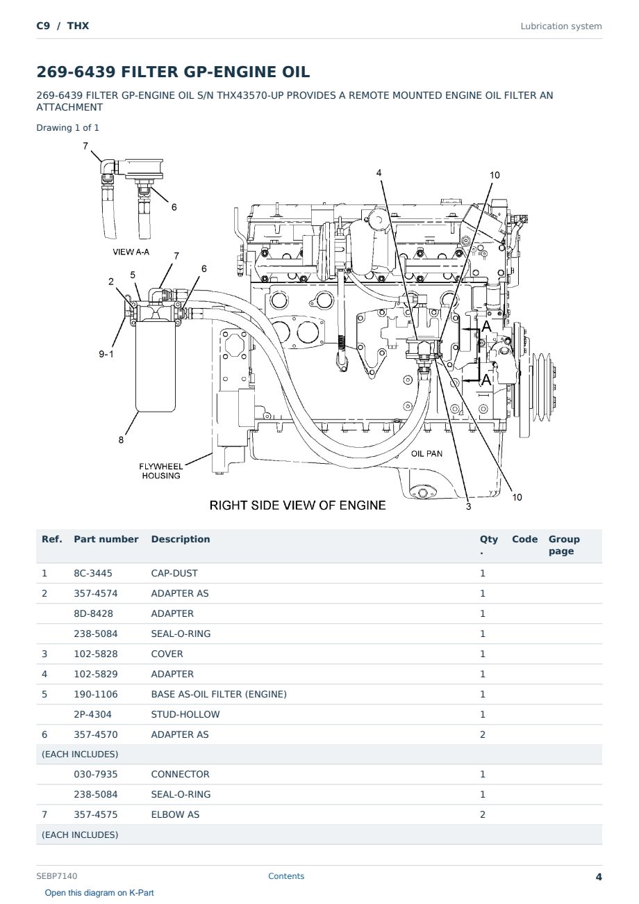 Caterpillar C9 S/N THX Partsbook SEBP7140 (English) - sample page 4 of 10 Caterpillar C9 S/N THX Partsbook SEBP7140 (English) - sample page 4 of 10
